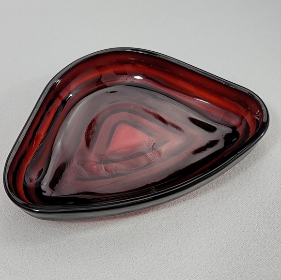 Vtg Royal Ruby Triangular Relish Insert Glass Dish - Picture 8 of 12